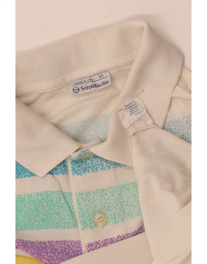 Polo Uomo Sergio Tacchini Cotone Rigato Medio Bianco