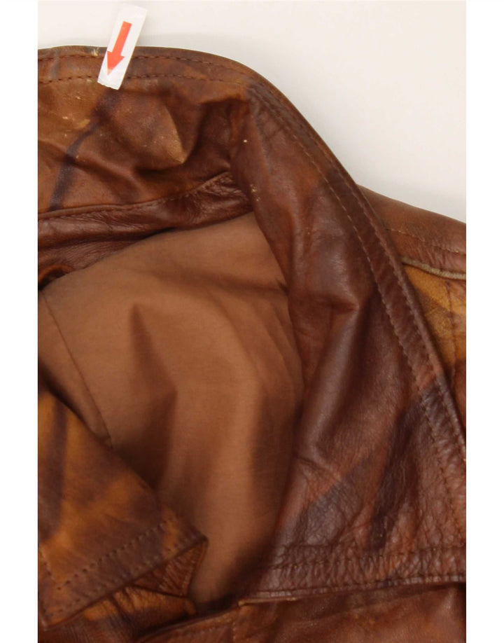 Giacca in pelle militare vintage da uomo UK 44 2XL Pelle marrone