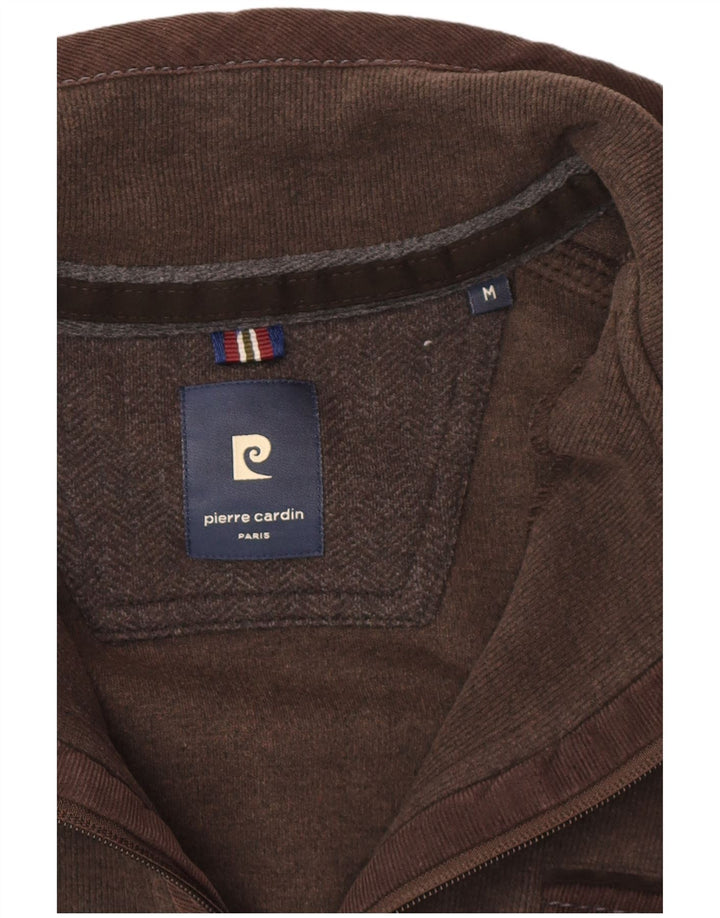 Maglione da uomo con zip e collo Pierre Cardin marrone medio