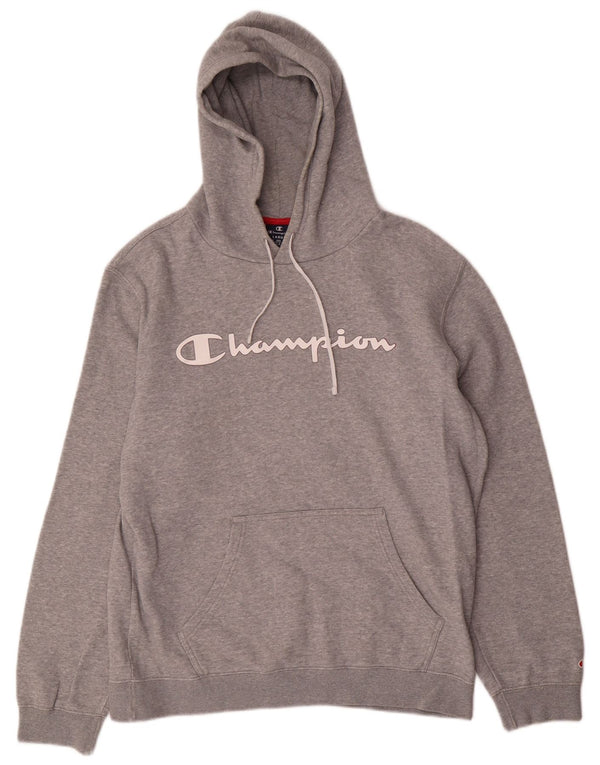 Felpa con cappuccio grafica da uomo Champion, grande cotone chiazzato grigio