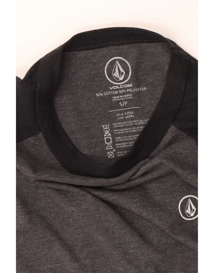 Top da donna Volcom manica 3/4 UK 10 piccolo cotone color block grigio