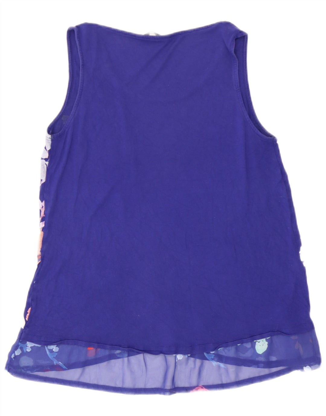 Desigual Donna Camicetta Senza Maniche Top UK 12 Blu Medio Floreale