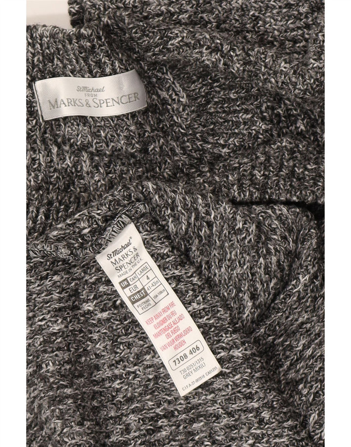 Maglione maglione girocollo da uomo Marks & Spencer grande acrilico chiazzato grigio