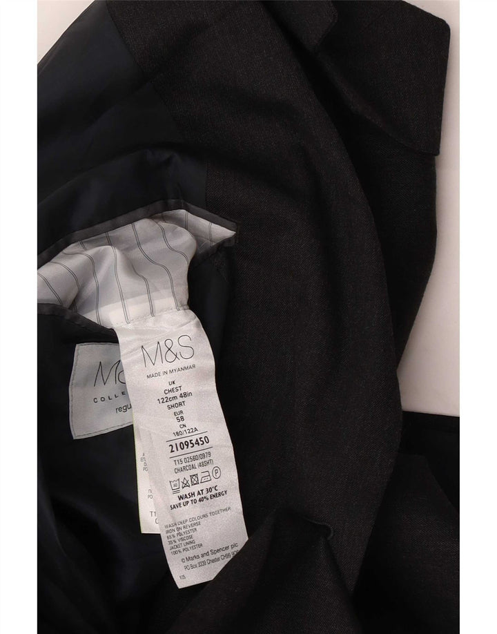 Giacca blazer a 2 bottoni Marks & Spencer da uomo UK 48 XL poliestere grigio