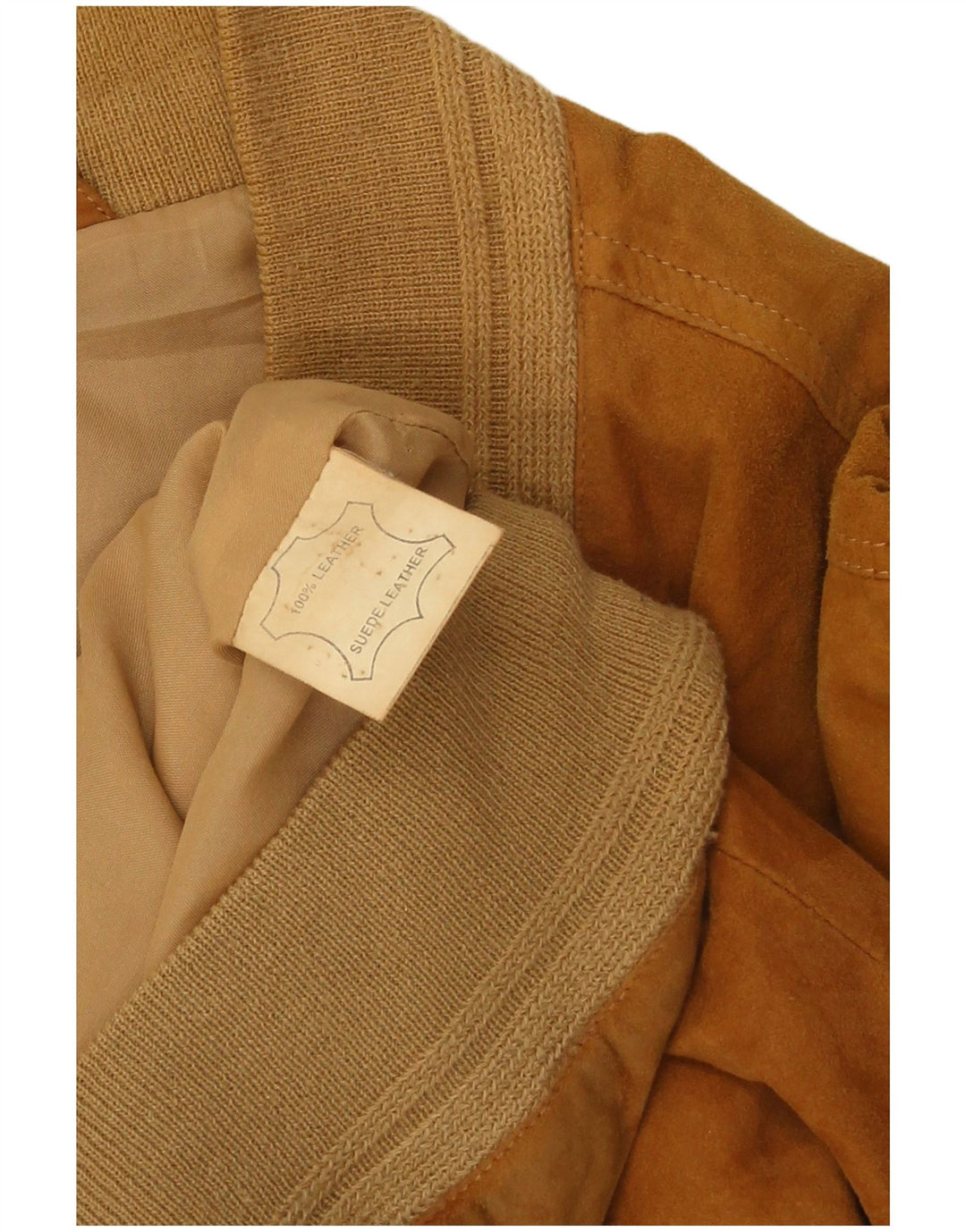 Giubbotto bomber in pelle scamosciata vintage da uomo UK 44 2XL in pelle marrone