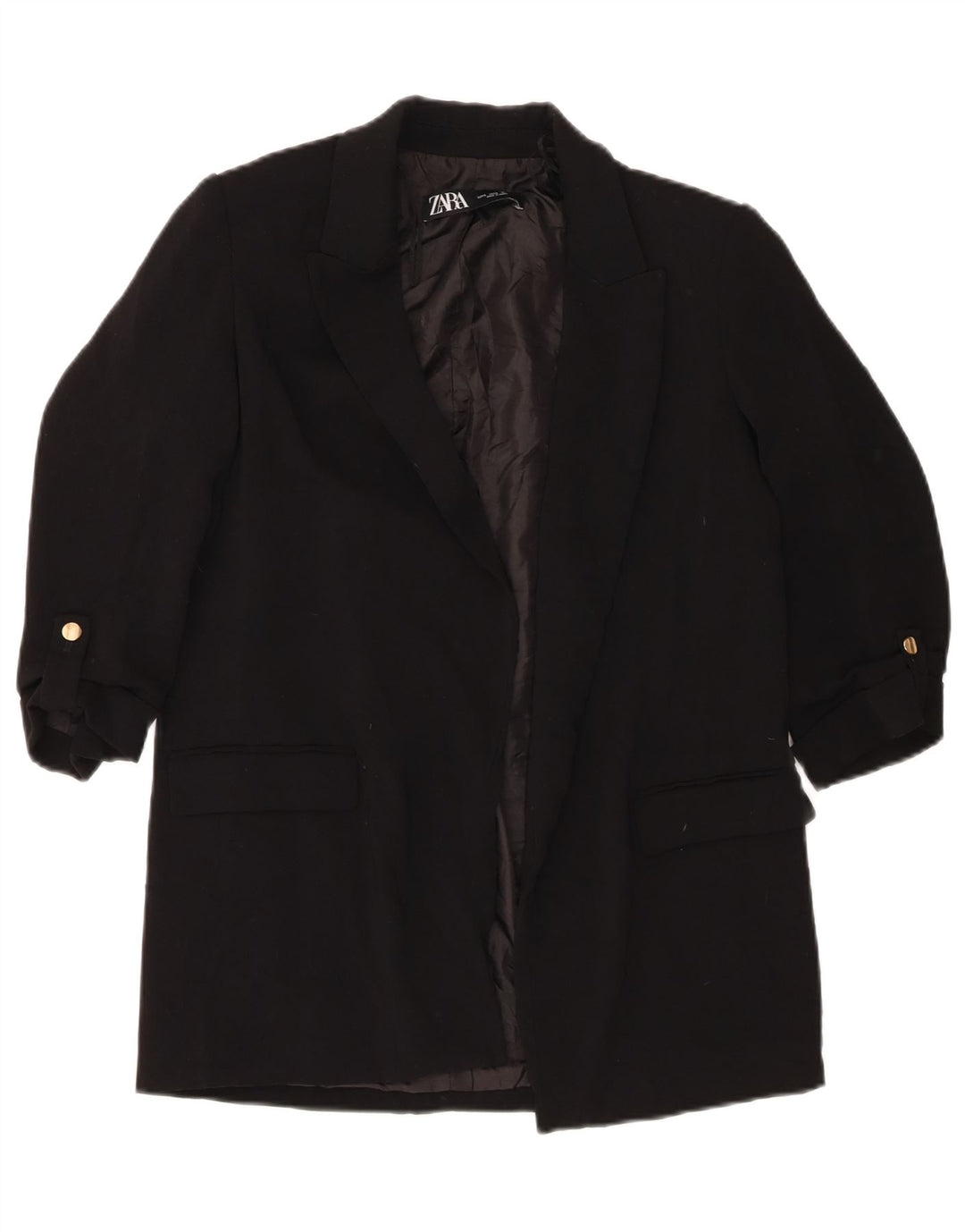 ZARA Womens Oversized Open 3/4 Sleeve Blazer Jacket UK 10 Small Black Vintage Zara and Second-Hand Zara from Messina Hembry 