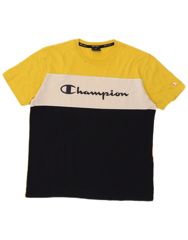 T-shirt grafica da uomo Champion Top color block nero medio