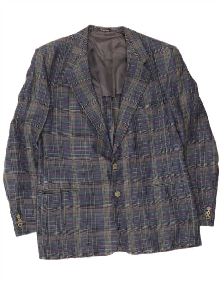 Giacca blazer da uomo a 2 bottoni Principles UK 40 Grande lino a quadri blu navy