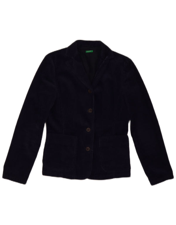 Giacca da donna in velluto a coste a 3 bottoni Benetton IT 42 Medio Blu Navy