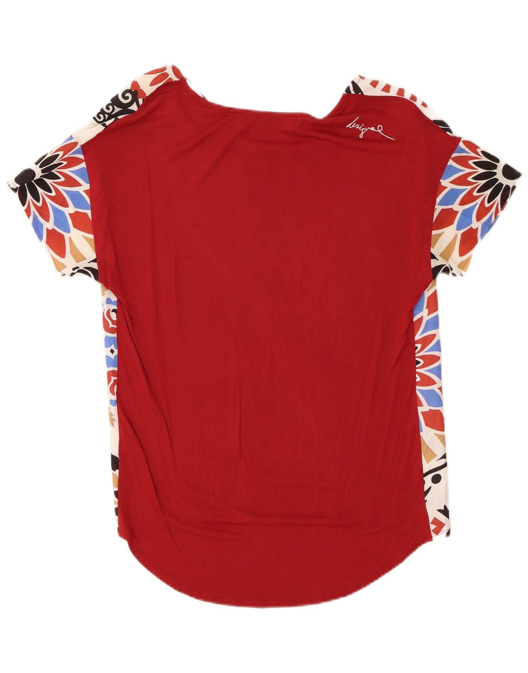 Desigual Donna Camicetta Top UK 10 Piccolo Rosso Floreale Viscosa