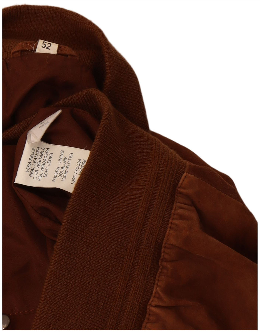 Giubbotto bomber in pelle scamosciata vintage da uomo EU 52 XL in pelle marrone