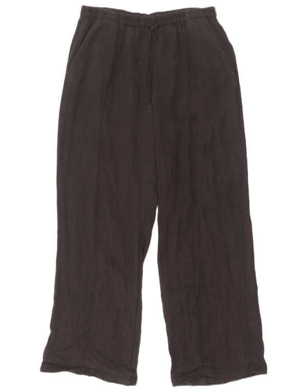 Zara Womens Wide Leg Chino Trousers Large W30 L32 Black Lyocell