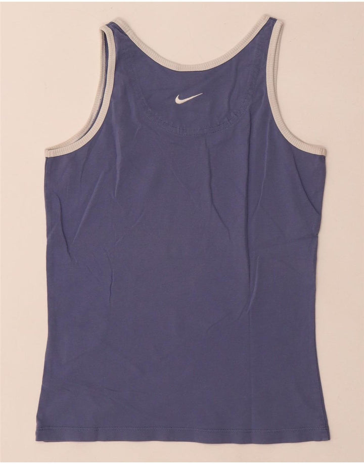 Canotta grafica corta Nike da donna UK 8/10 piccolo cotone blu