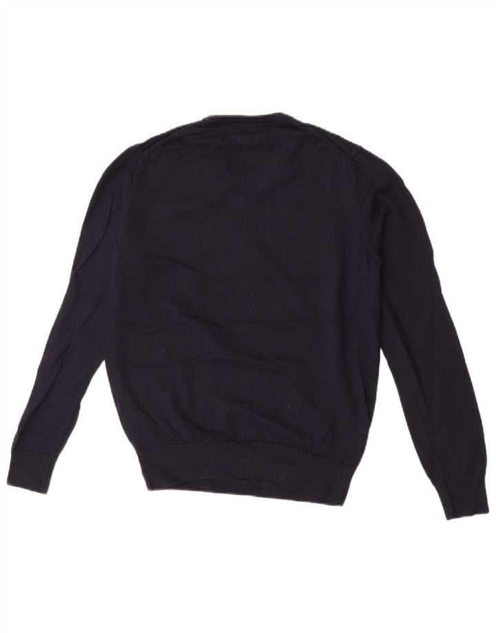 Maglione Zara da uomo con scollo a V, lana media blu navy