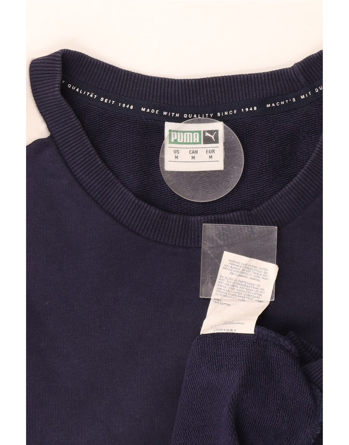 PUMA Felpa da uomo maglione medio blu navy in cotone color block