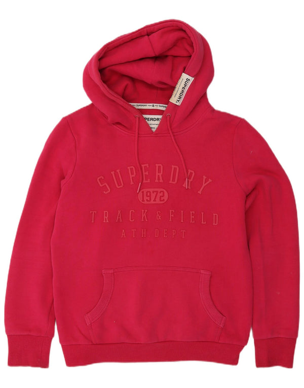 Felpa con cappuccio grafica da donna Superdry UK 12 cotone rosa medio