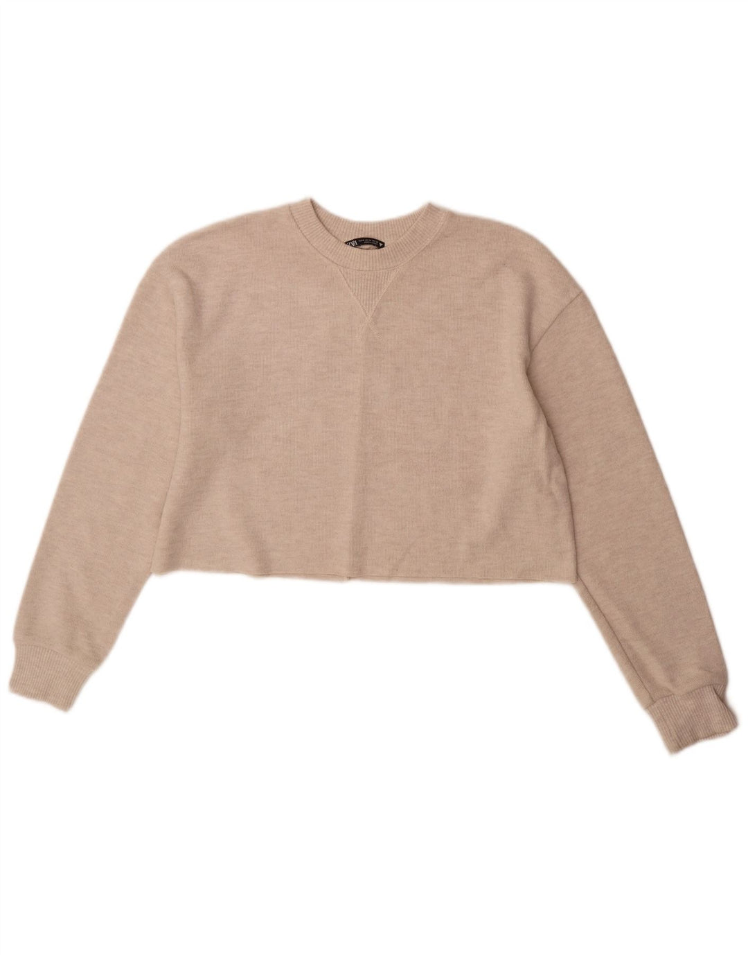 Top corto da donna Zara a maniche lunghe UK 14 Poliestere beige medio