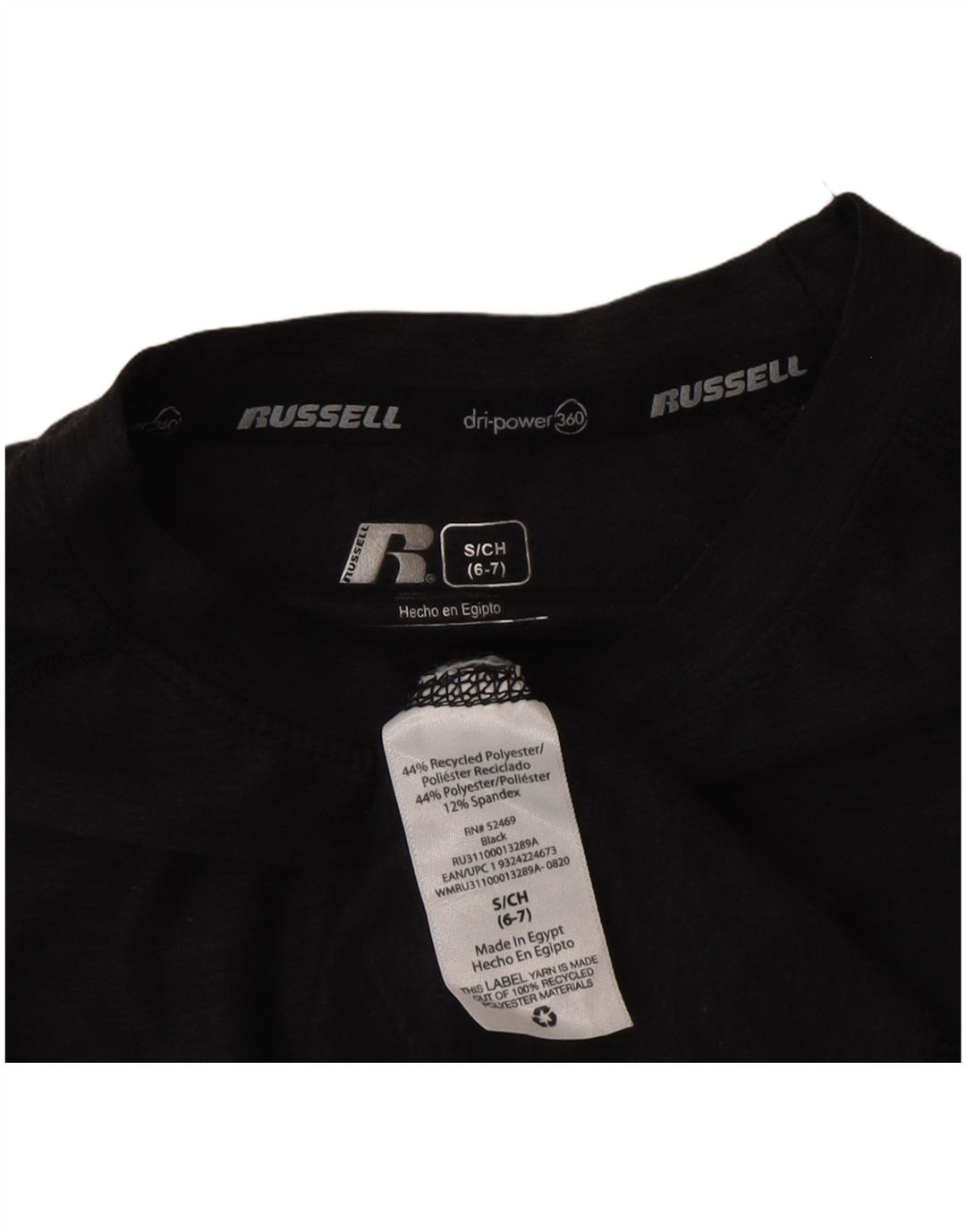 Maglia a maniche lunghe Dri-Power da ragazzo Russell Athletic 6-7 anni piccola nera