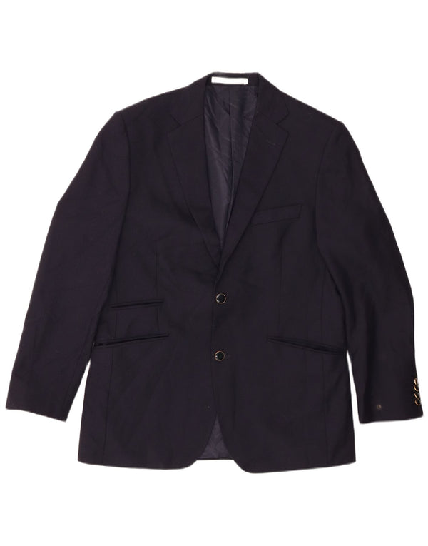 Marks & Spencer Mens 2 Button Blazer Jacket UK 40 Medium Navy Blue Wool