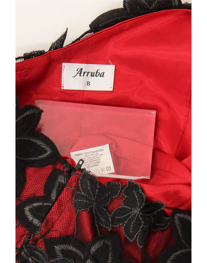 Top corto monospalla da donna Arruba UK 8 piccolo poliestere floreale rosso