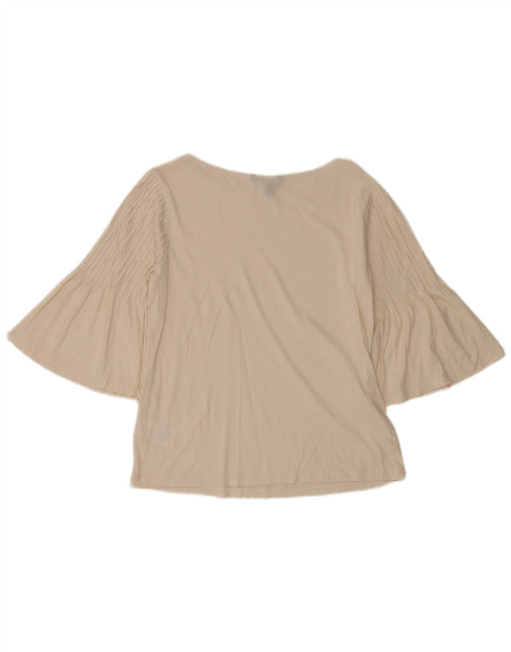 Top da donna Ralph Lauren manica 3/4 UK 14 cotone bianco sporco medio