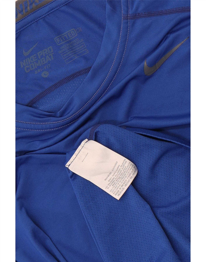 Top Nike Dri Fit da uomo a maniche lunghe, grande, in poliestere blu