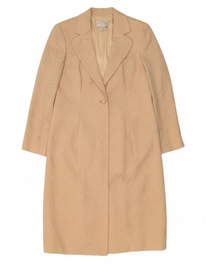 VINTAGE Womens Overcoat UK 14 Large Beige Floral Acetate