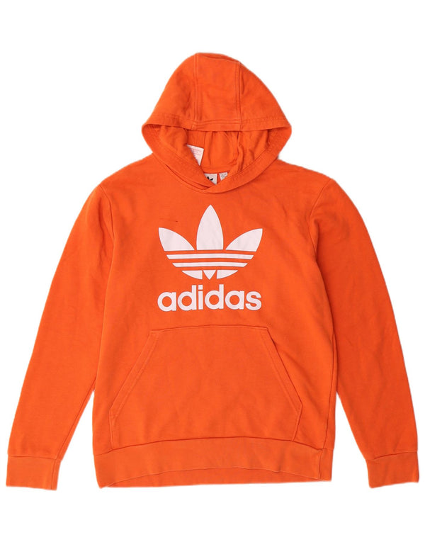 Felpa con cappuccio grafica ADIDAS per ragazzi 12-13 anni in cotone arancione