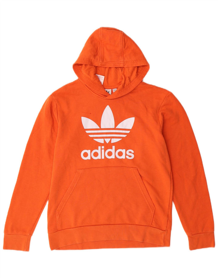 Felpa con cappuccio grafica ADIDAS per ragazzi 12-13 anni in cotone arancione