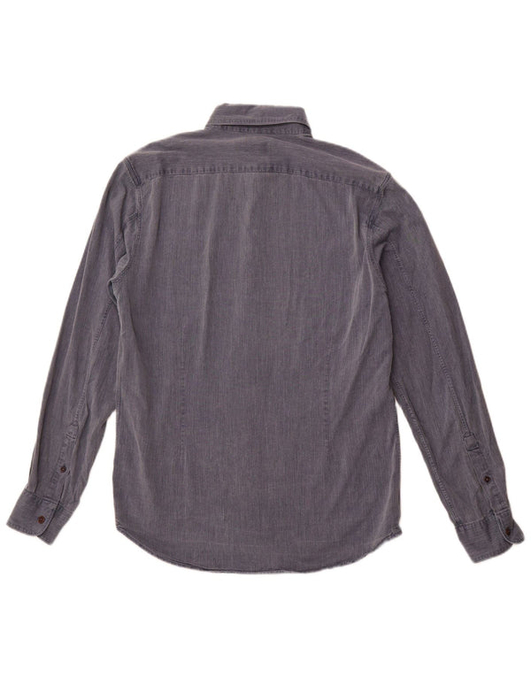 Camicia da uomo Jigsaw in cotone a spina di pesce blu medio