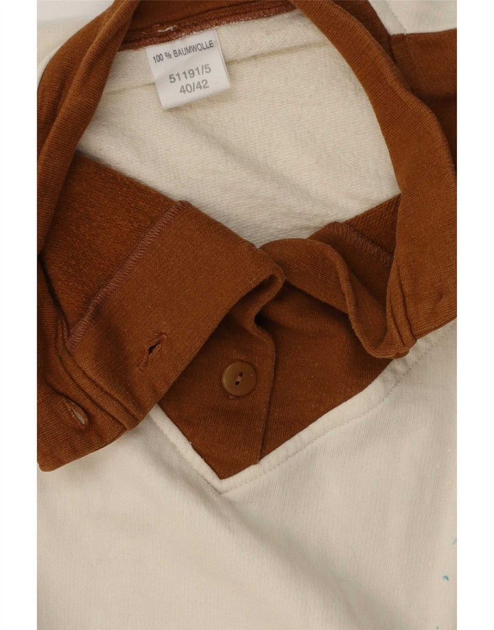 Felpa grafica da donna vintage maglione EU 40/42 blocco colore bianco medio