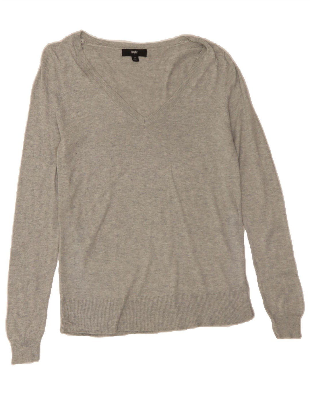 MOSSIMO Womens V-Neck Jumper Sweater UK 14 Medium Grey Nylon Vintage Mossimo and Second-Hand Mossimo from Messina Hembry 