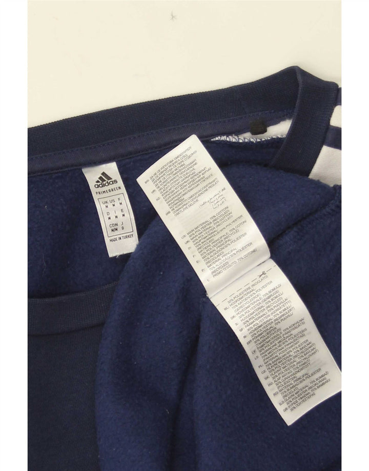 Felpa grafica da uomo Adidas Felpa media in cotone color block blu navy