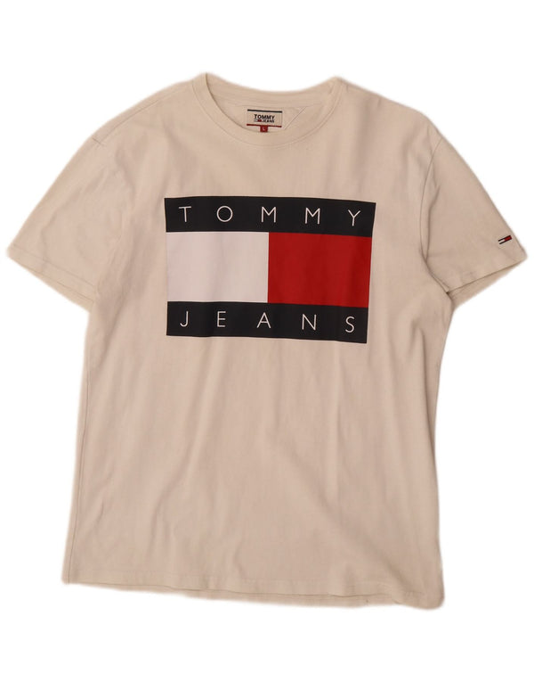 T-shirt grafica da uomo Tommy Hilfiger Top grande in cotone bianco