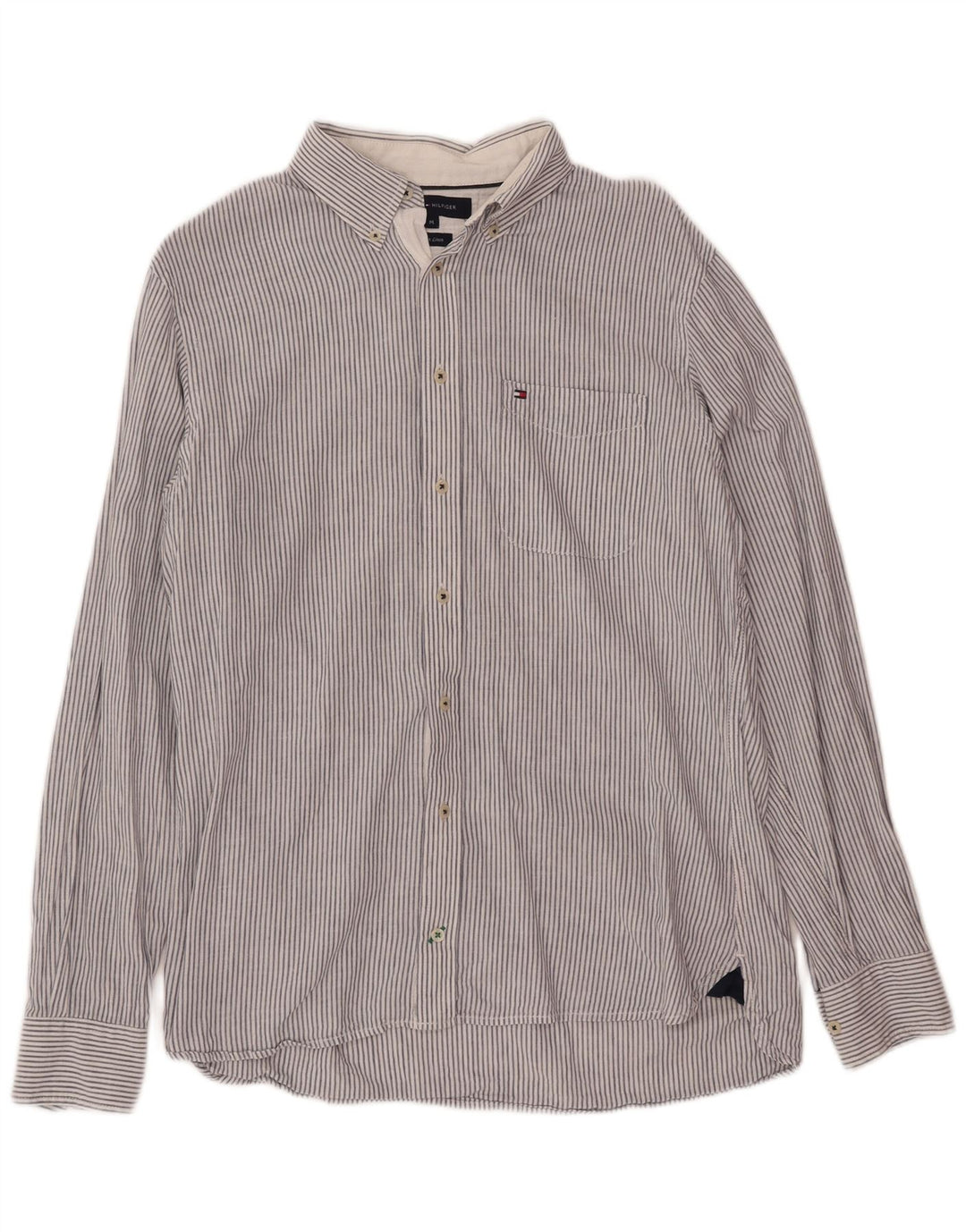 Camicia da uomo Tommy Hilfiger in cotone gessato blu medio
