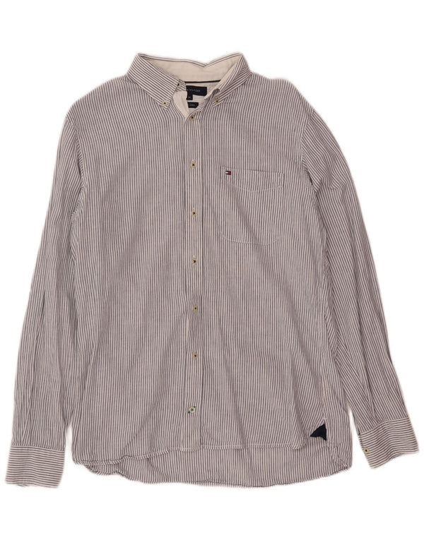 Camicia da uomo Tommy Hilfiger in cotone gessato blu medio