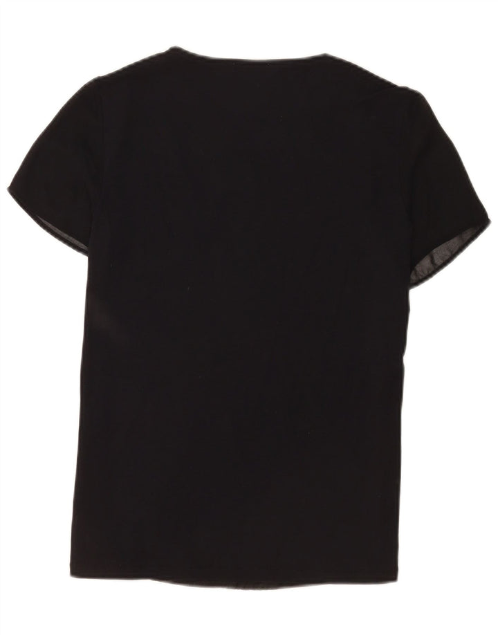 Moschino Womens Graphic Blouse Top UK 10 Small Black Cotton