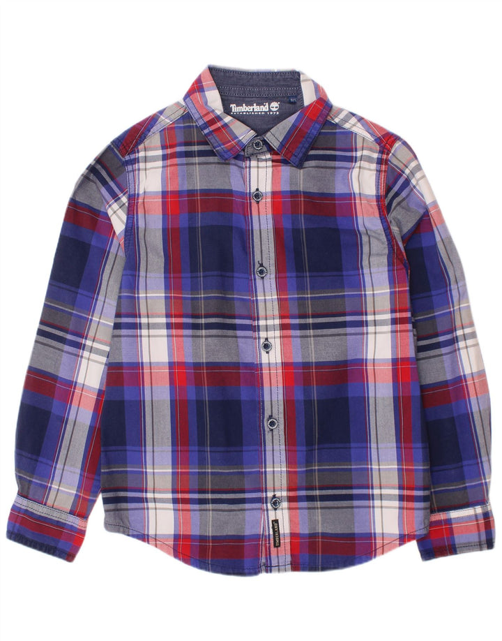 Camicia Timberland per ragazzi 7-8 anni in cotone a quadri blu navy