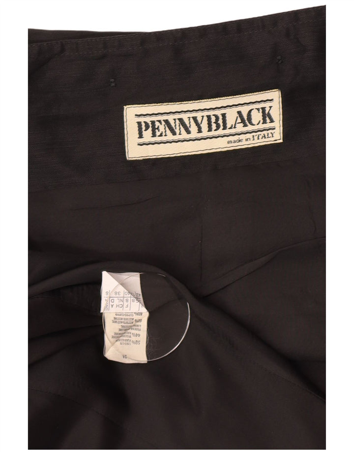 Giacca blazer a 3 bottoni da donna Penny Black UK 12 Lino nero medio