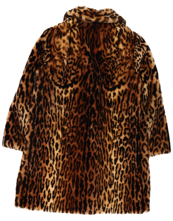 Soprabito vintage da donna in pelliccia sintetica IT 44 stampa animalier marrone medio