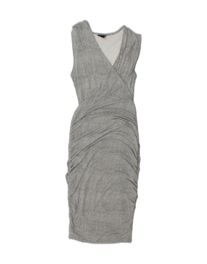 MOSSIMO Womens Sleeveless Bodycon Dress UK 8 Small White Spotted Rayon Vintage Mossimo and Second-Hand Mossimo from Messina Hembry 