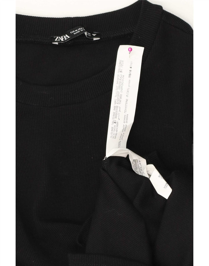 Camicetta a maniche lunghe da donna Zara UK 12 poliestere nero medio