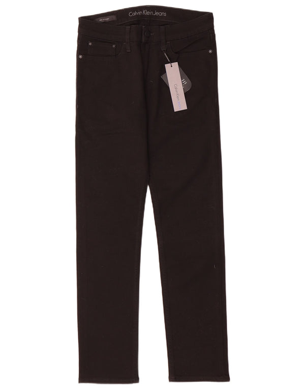 Jeans dritti slim da uomo Calvin Klein W28 L30 cotone nero