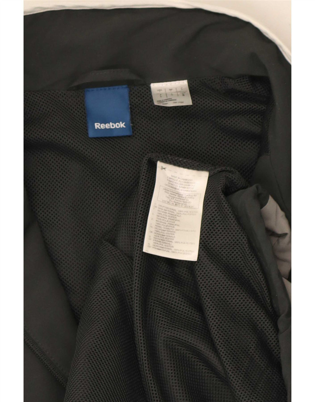Giacca da ginnastica da uomo Reebok grande in poliestere color block nero