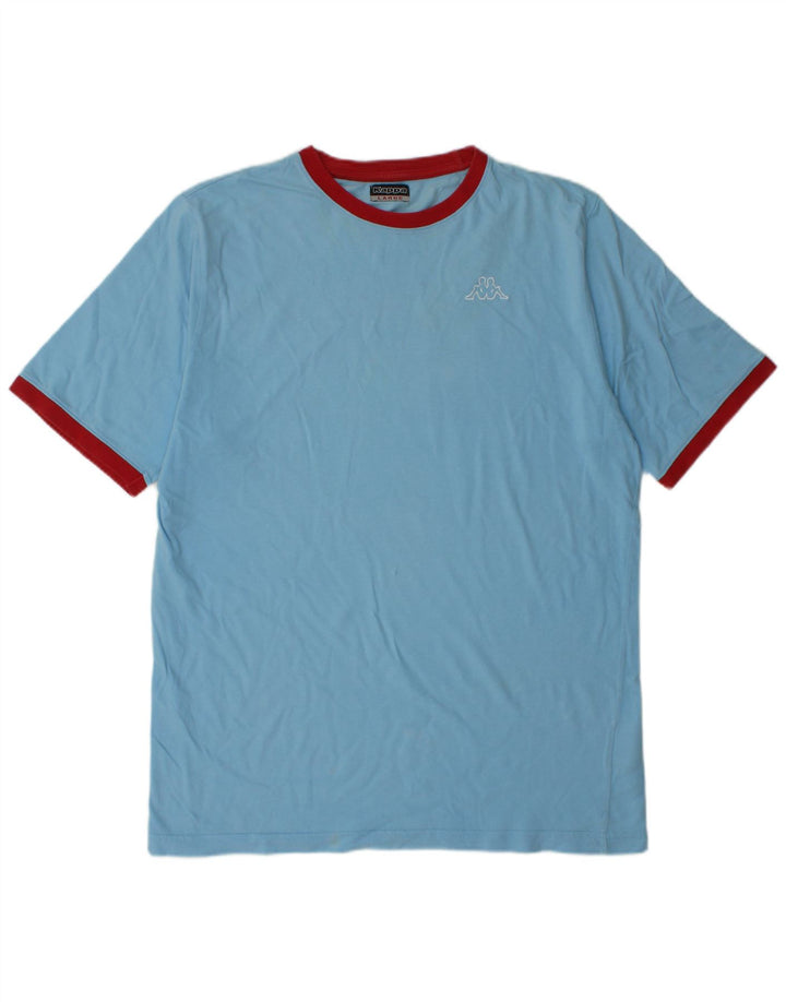 T-shirt da uomo Kappa Top Large in cotone color block blu