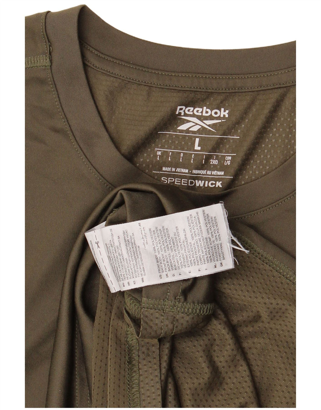 T-shirt Reebok da uomo Top Large in poliestere kaki