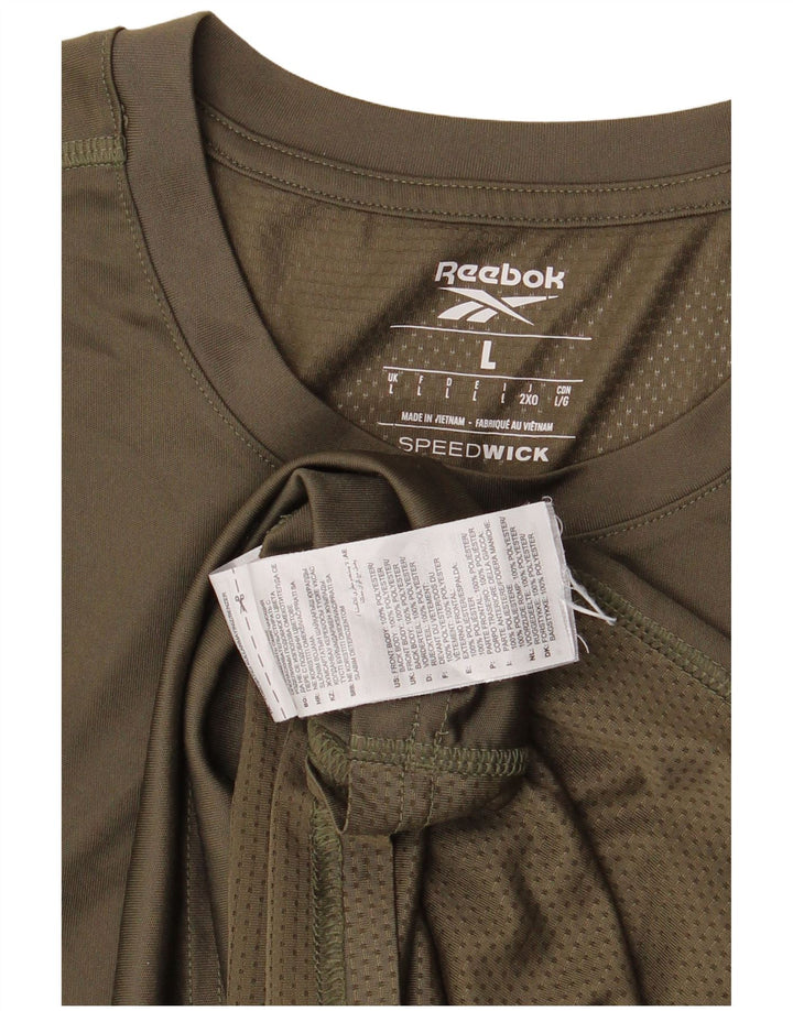 T-shirt Reebok da uomo Top Large in poliestere kaki