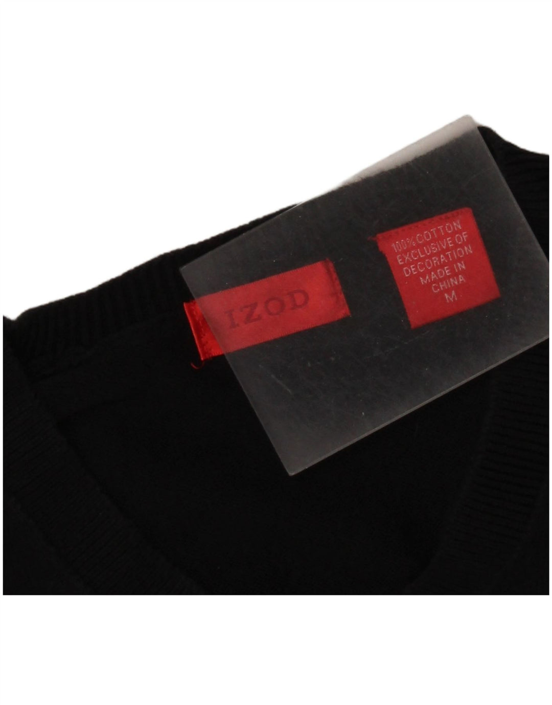 Maglione da uomo con scollo a V Izod in cotone nero medio