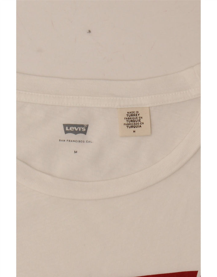 LEVI'S Womens Graphic T-Shirt Top UK 14 Medium White Vintage Levi's and Second-Hand Levi's from Messina Hembry 