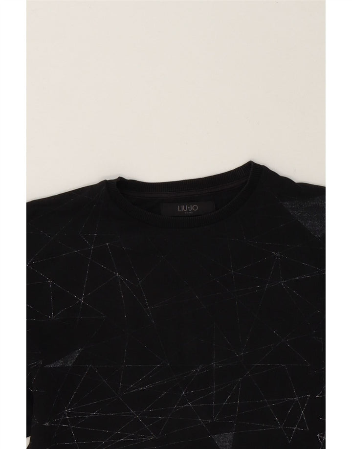 LIU JO Mens Sweatshirt Jumper Medium Black Geometric Cotton Vintage Liu Jo and Second-Hand Liu Jo from Messina Hembry 